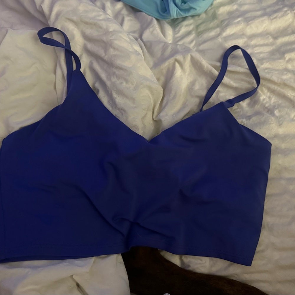 Athleta blue cropped sports bra